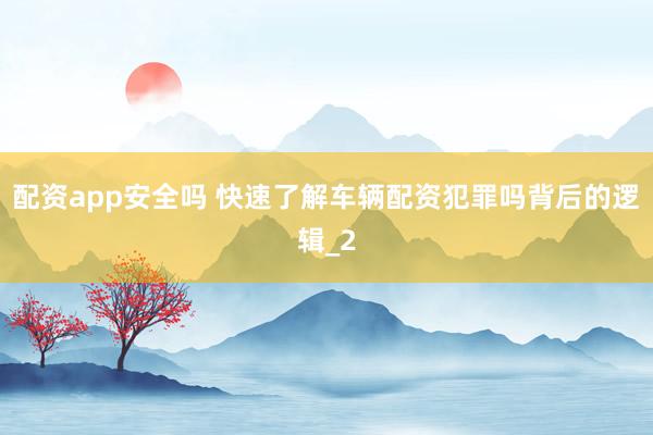 配资app安全吗 快速了解车辆配资犯罪吗背后的逻辑_2