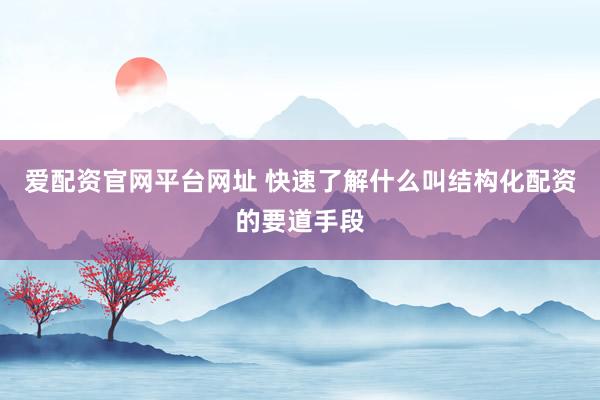 爱配资官网平台网址 快速了解什么叫结构化配资的要道手段