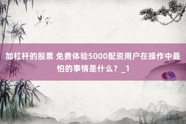 加杠杆的股票 免费体验5000配资用户在操作中最怕的事情是什么?_1