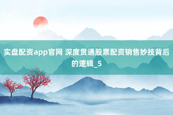 实盘配资app官网 深度贯通股票配资销售妙技背后的逻辑_5