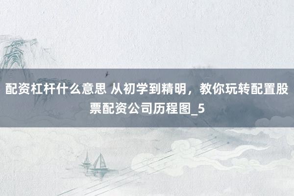 配资杠杆什么意思 从初学到精明，教你玩转配置股票配资公司历程图_5