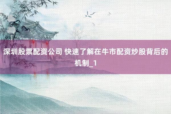 深圳股票配资公司 快速了解在牛市配资炒股背后的机制_1