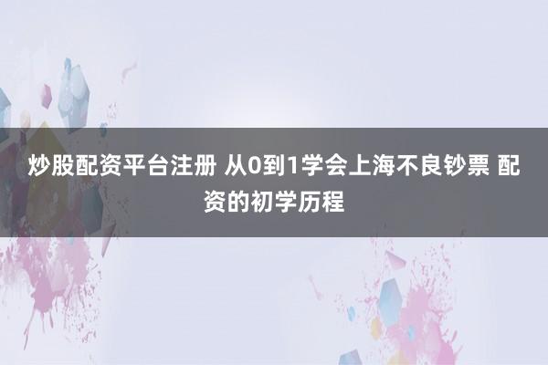 炒股配资平台注册 从0到1学会上海不良钞票 配资的初学历程