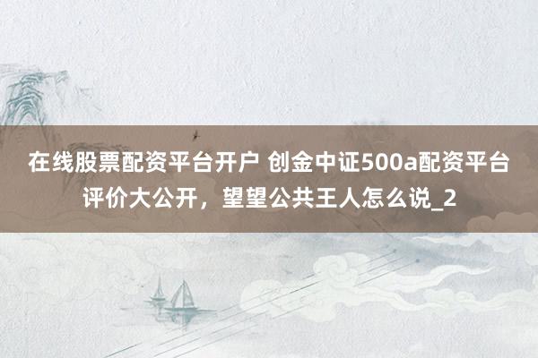 在线股票配资平台开户 创金中证500a配资平台评价大公开，望望公共王人怎么说_2