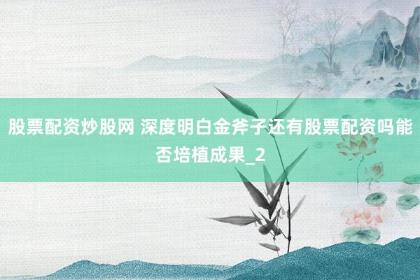股票配资炒股网 深度明白金斧子还有股票配资吗能否培植成果_2