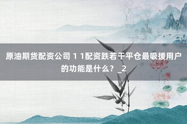 原油期货配资公司 1 1配资跌若干平仓最吸援用户的功能是什么？_2