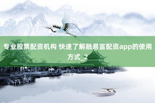 专业股票配资机构 快速了解融易富配资app的使用方式_2