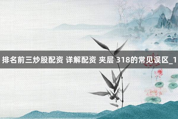 排名前三炒股配资 详解配资 夹层 318的常见误区_1