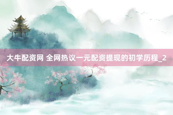 大牛配资网 全网热议一元配资提现的初学历程_2