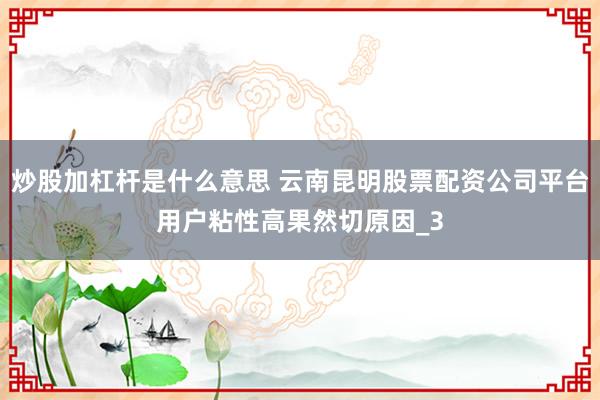 炒股加杠杆是什么意思 云南昆明股票配资公司平台用户粘性高果然切原因_3