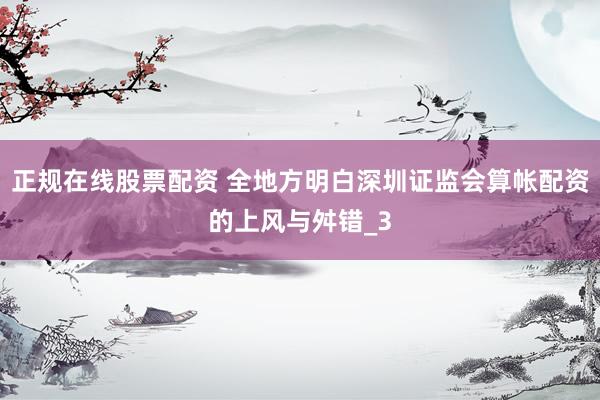 正规在线股票配资 全地方明白深圳证监会算帐配资的上风与舛错_3