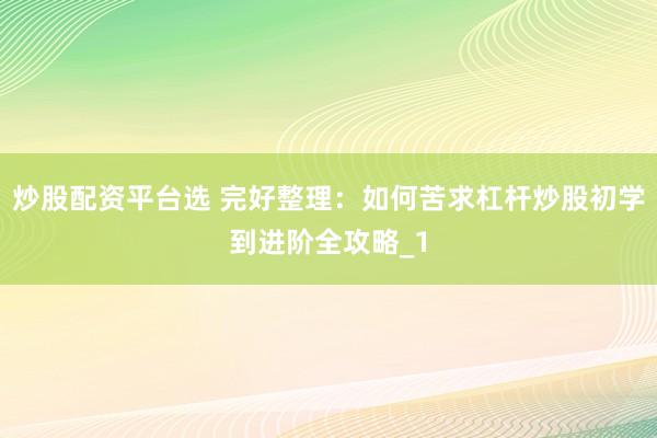 炒股配资平台选 完好整理：如何苦求杠杆炒股初学到进阶全攻略_1