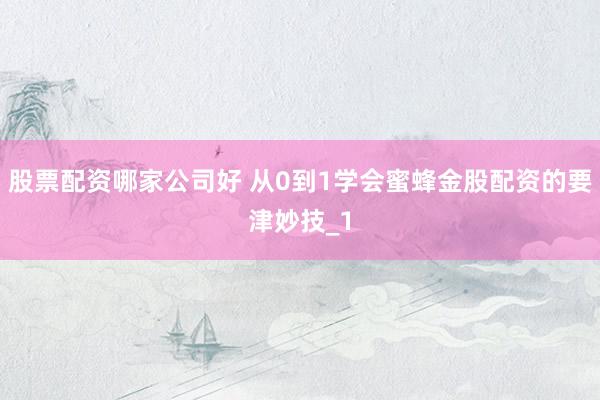 股票配资哪家公司好 从0到1学会蜜蜂金股配资的要津妙技_1