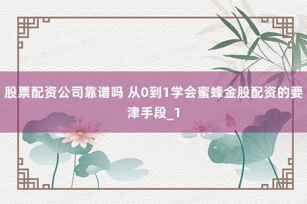 股票配资公司靠谱吗 从0到1学会蜜蜂金股配资的要津手段_1
