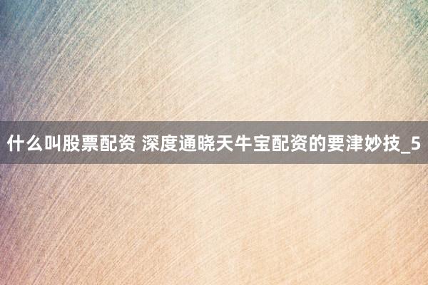 什么叫股票配资 深度通晓天牛宝配资的要津妙技_5