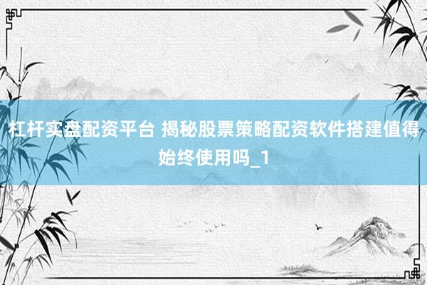 杠杆实盘配资平台 揭秘股票策略配资软件搭建值得始终使用吗_1