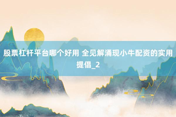 股票杠杆平台哪个好用 全见解涌现小牛配资的实用提倡_2