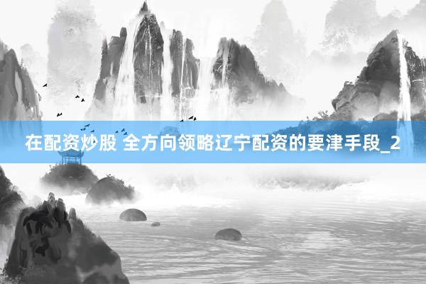 在配资炒股 全方向领略辽宁配资的要津手段_2