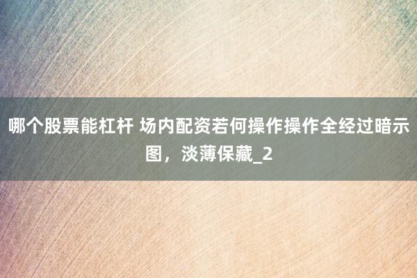 哪个股票能杠杆 场内配资若何操作操作全经过暗示图，淡薄保藏_2