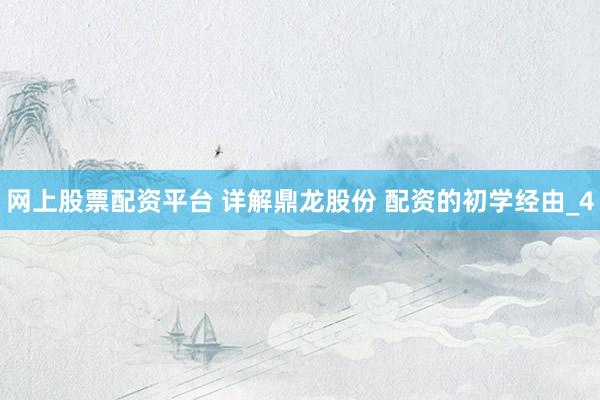 网上股票配资平台 详解鼎龙股份 配资的初学经由_4