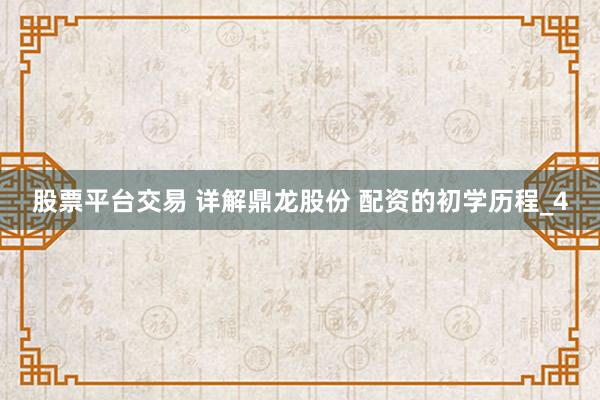 股票平台交易 详解鼎龙股份 配资的初学历程_4