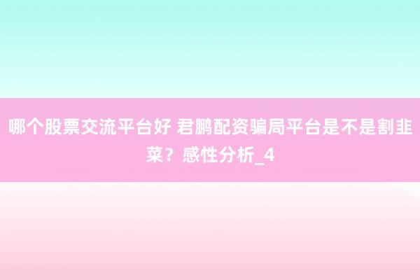 哪个股票交流平台好 君鹏配资骗局平台是不是割韭菜？感性分析_4