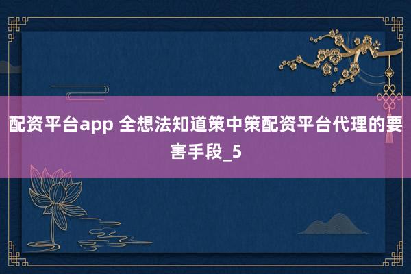 配资平台app 全想法知道策中策配资平台代理的要害手段_5