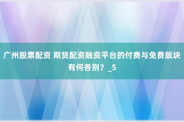 广州股票配资 期货配资融资平台的付费与免费版块有何各别？_5