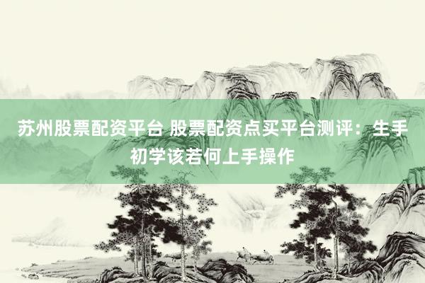 苏州股票配资平台 股票配资点买平台测评：生手初学该若何上手操作