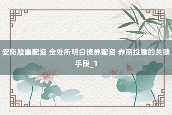 安阳股票配资 全处所明白债券配资 券商投顾的关键手段_1