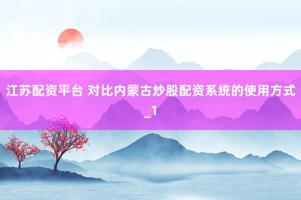 江苏配资平台 对比内蒙古炒股配资系统的使用方式_1