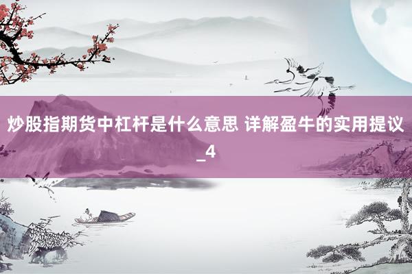 炒股指期货中杠杆是什么意思 详解盈牛的实用提议_4