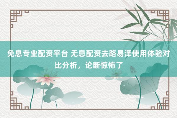 免息专业配资平台 无息配资去路易泽使用体验对比分析，论断惊怖了