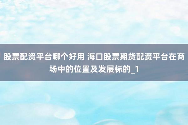 股票配资平台哪个好用 海口股票期货配资平台在商场中的位置及发展标的_1