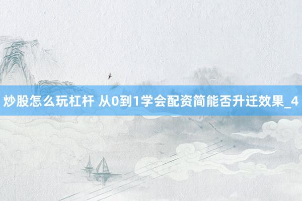 炒股怎么玩杠杆 从0到1学会配资简能否升迁效果_4