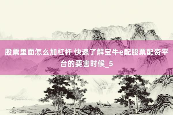 股票里面怎么加杠杆 快速了解宝牛e配股票配资平台的要害时候_5