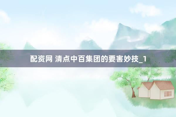 配资网 清点中百集团的要害妙技_1