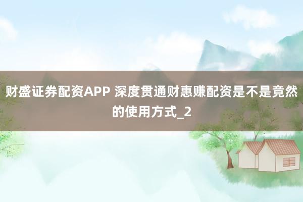 财盛证券配资APP 深度贯通财惠赚配资是不是竟然的使用方式_2