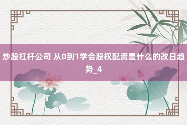 炒股杠杆公司 从0到1学会股权配资是什么的改日趋势_4